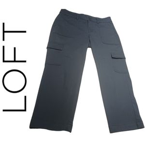 LOFT Women's Cargo Utility Casual Gray Straight Crop Petite Pants Size 6